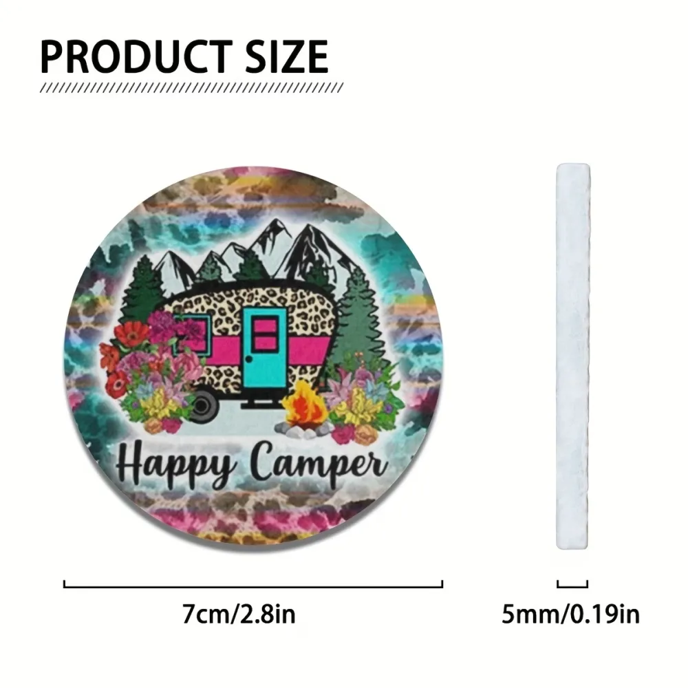 2 Pcs Pattern Car Cup Mat