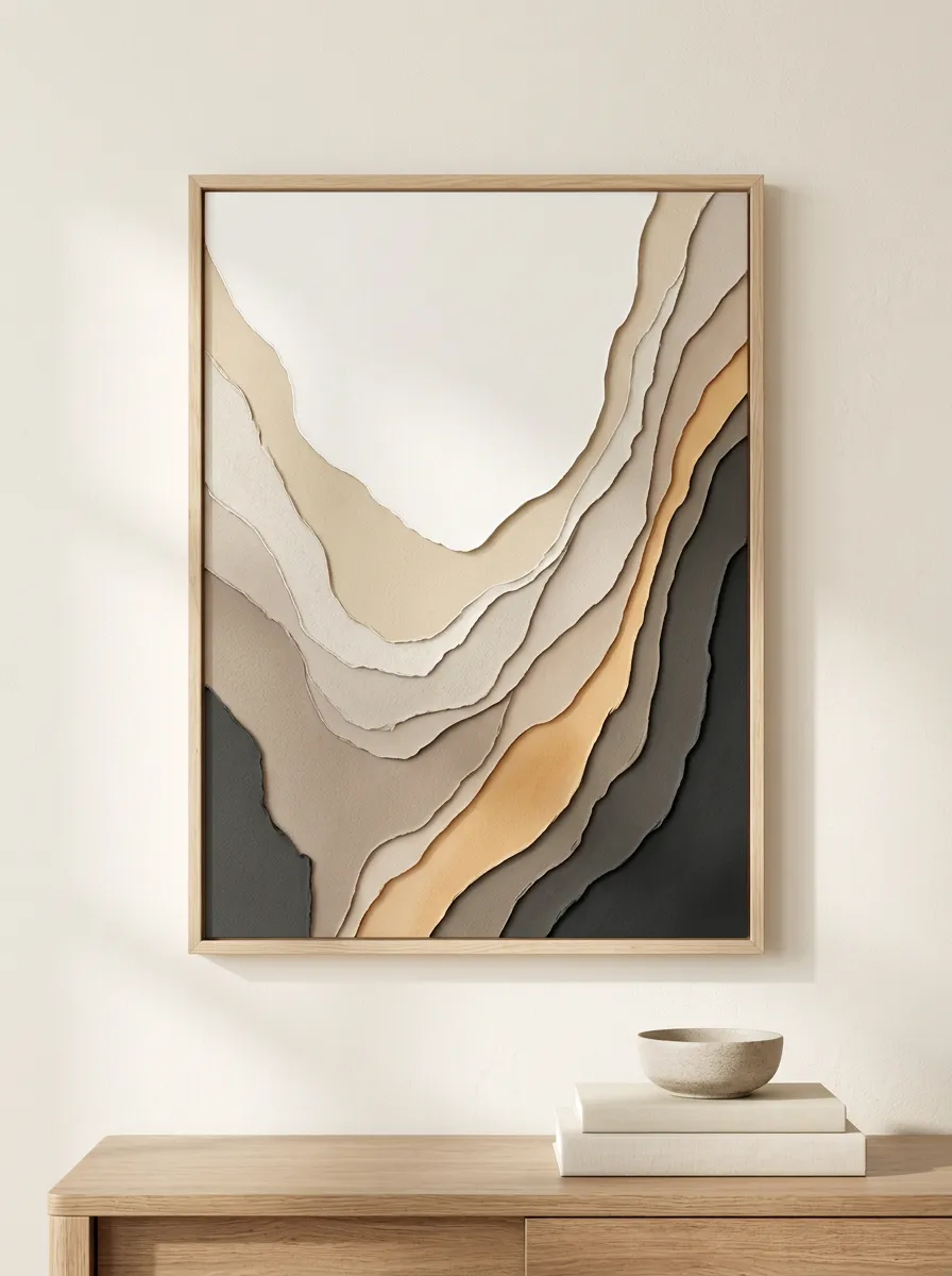 Modern Minimalist Layered Paper Printed Wall Art
