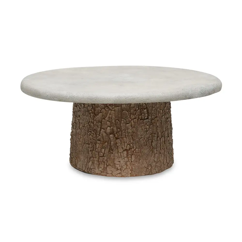 Outdoor Reinforced Concrete Faux Bois Coffee Table