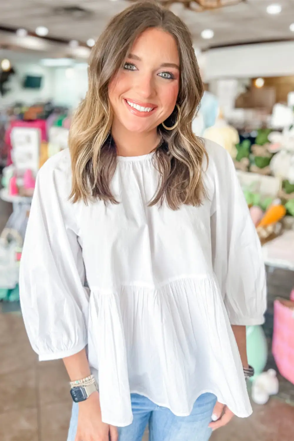 Cutout Detail Knot Front Blouse