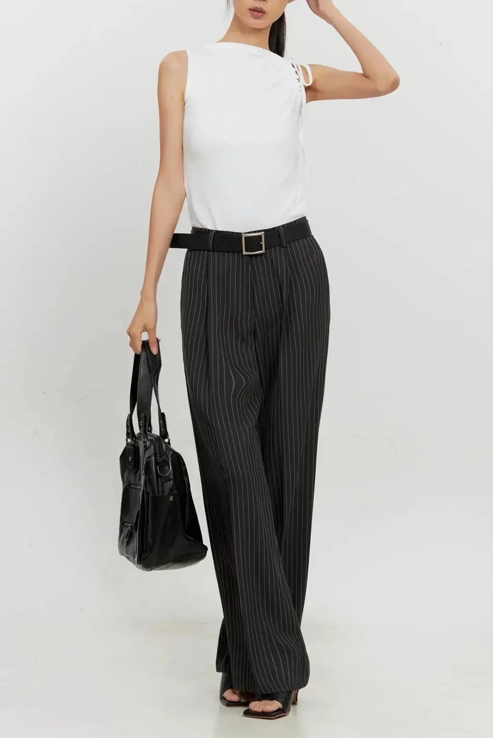 Asymmetric High Neck Tank Top