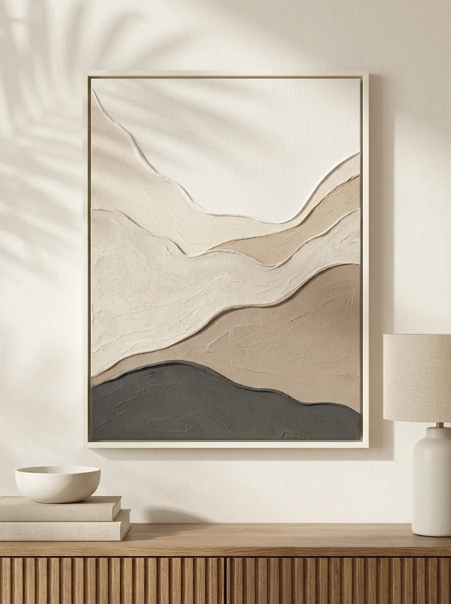Calm Modern Minimalist Neutral Abstract Landscape Printed Wall Art