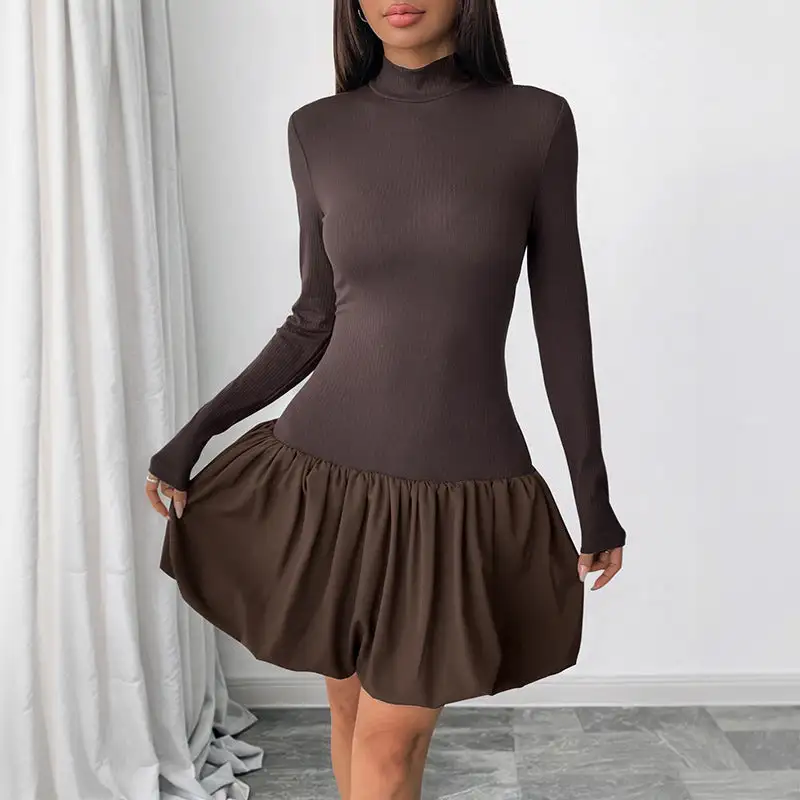Women's Long-Sleeve Lace Ruffled Maxi Dress