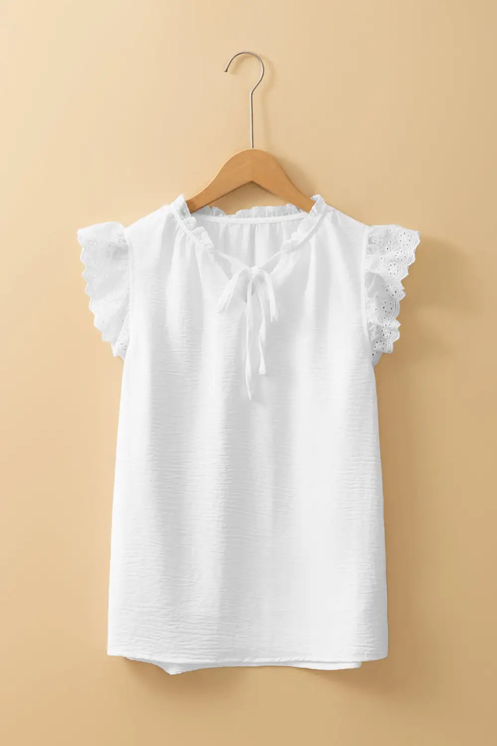 Embroidered Ruffled Textured Blouse