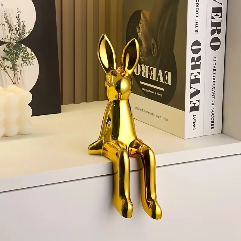 Metallic Rabbit Shelf Decor