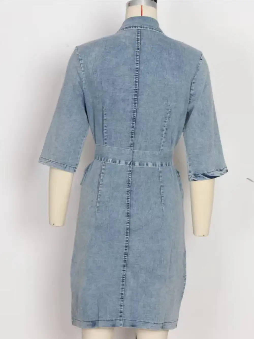 Short-Sleeve Denim Casual Dress