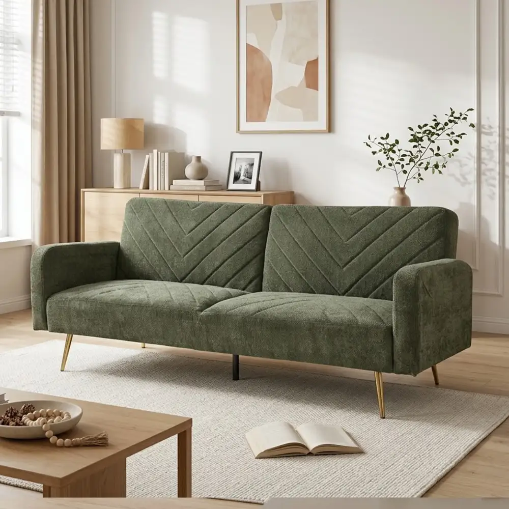 Chenille Adjustable Backrest Sofa Bed