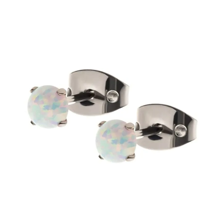 Titanium Opal Prong Set Stud Earrings
