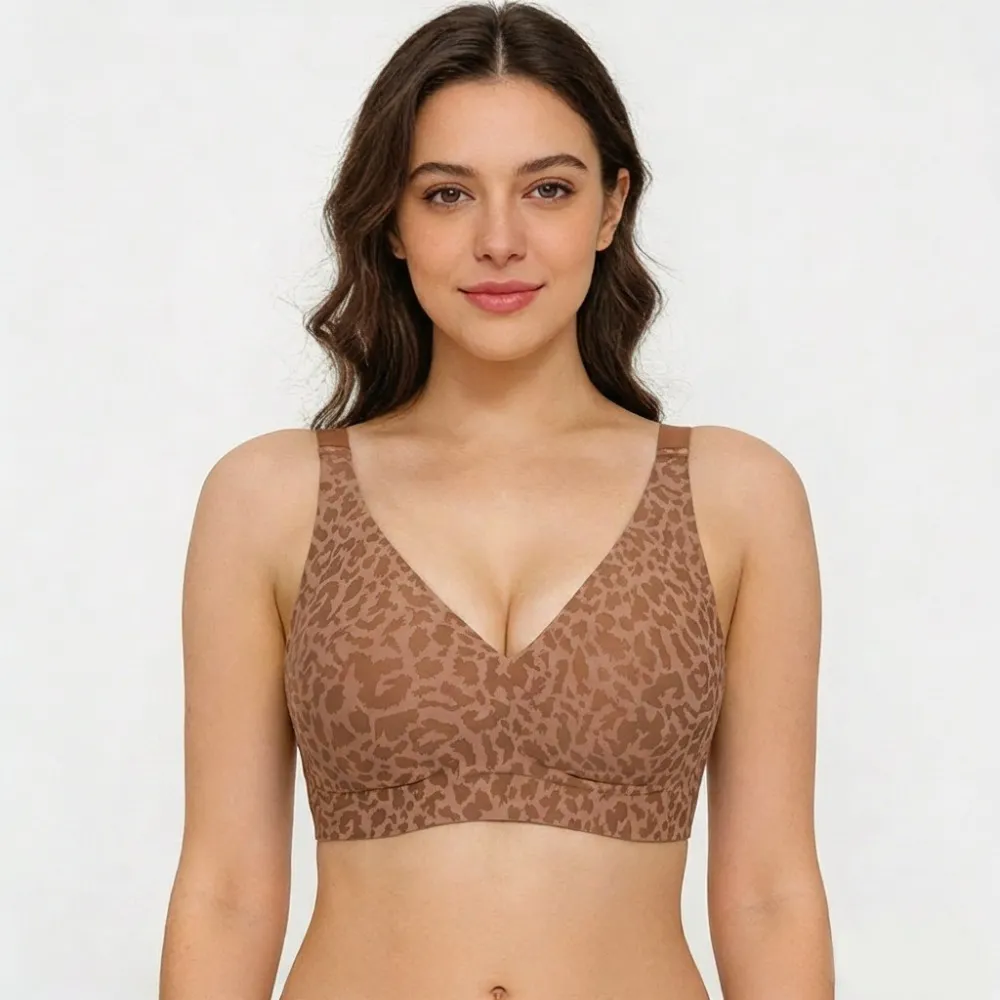 🏆 🔥Super Firming Leopard Print Jelly  Bra | Women Wirefree Bras 👍No More Sagging Breasts