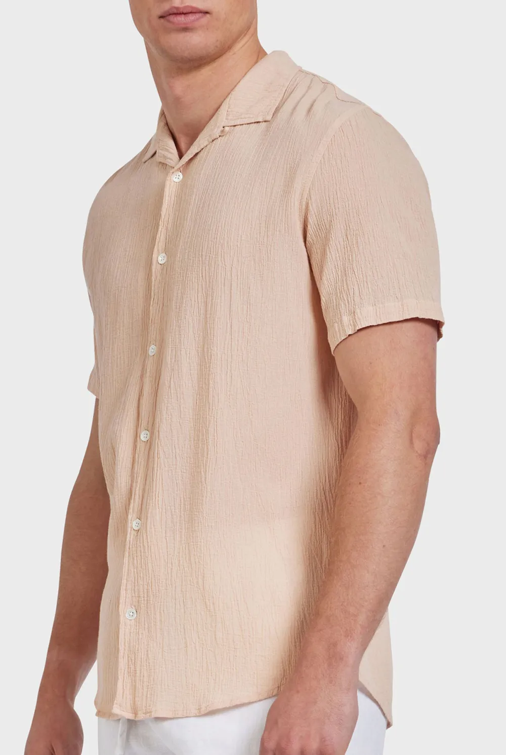 Casual Short Sleeve Shirt- Peach