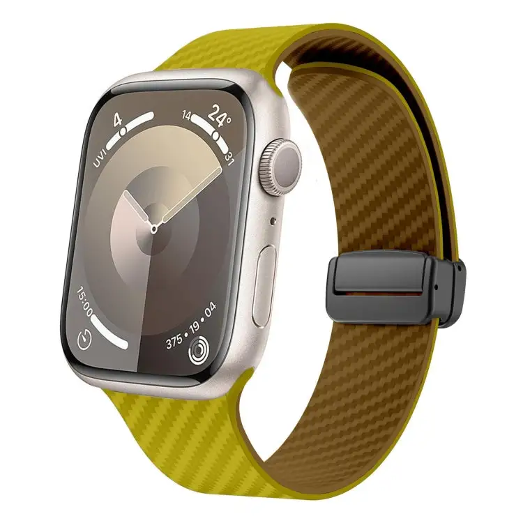 Urban-Casual Carbon-Texture Magnetic Buckle Silicone Smartwatch Wristband