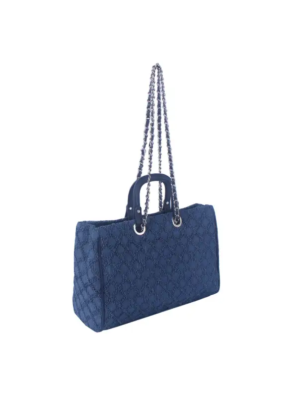 Diamond Stitched Chain Tote Bag