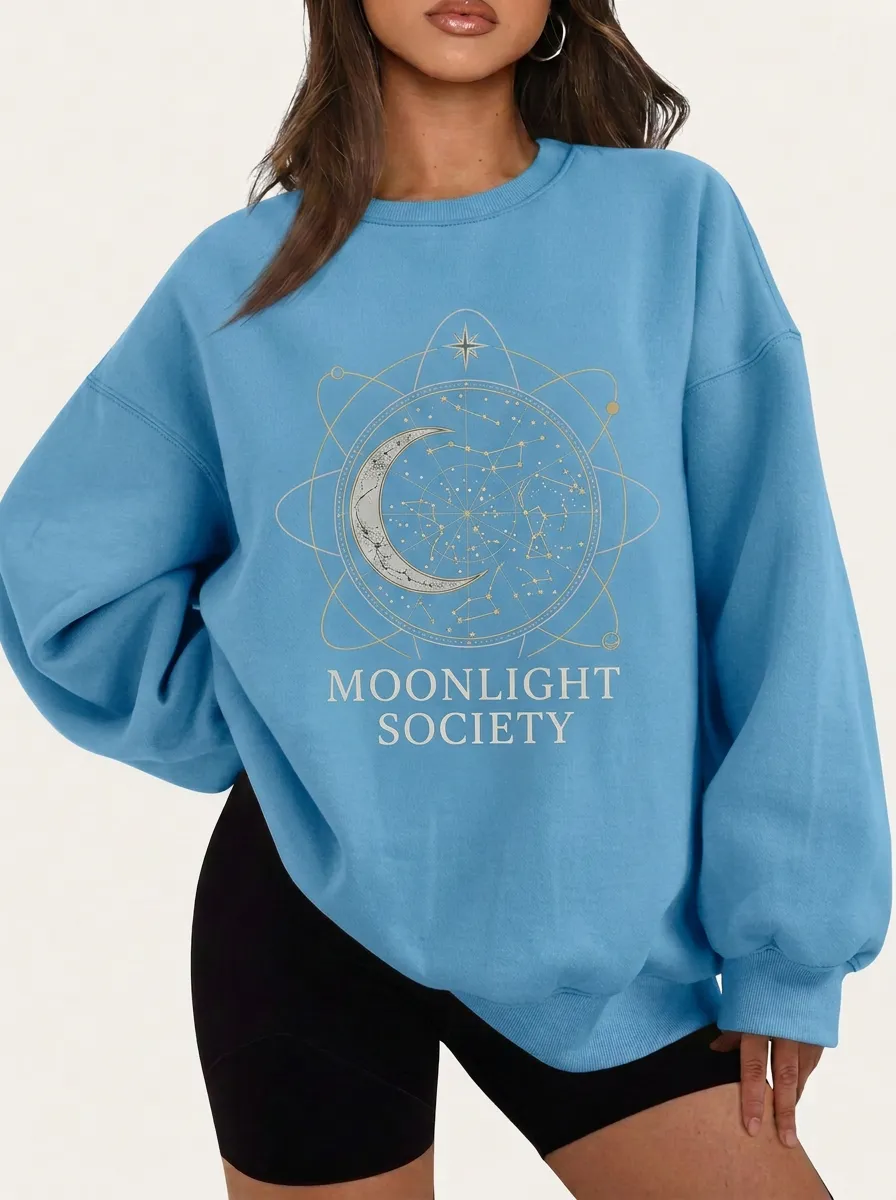 Women's Celestial Moonlight Society Constellation Printed T-shirt