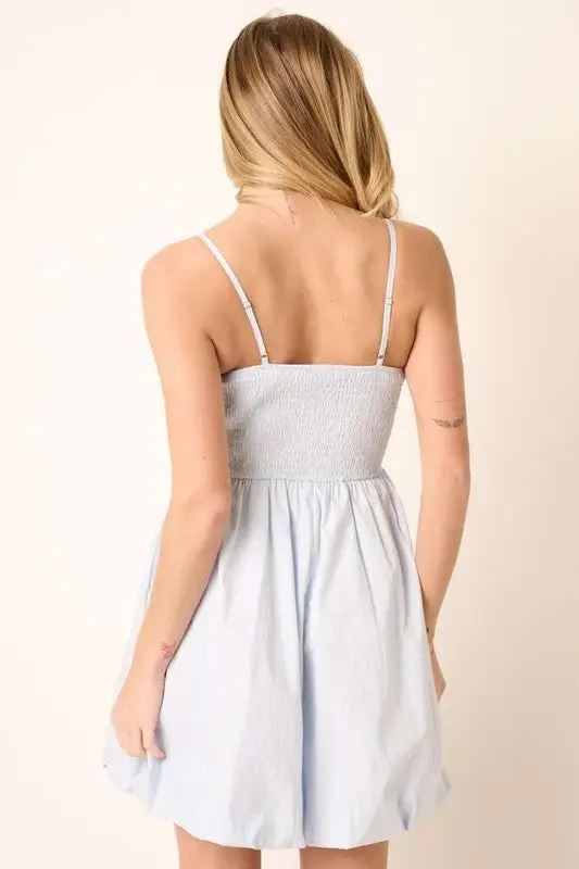 Bubble Hem Ruched Mini Dress