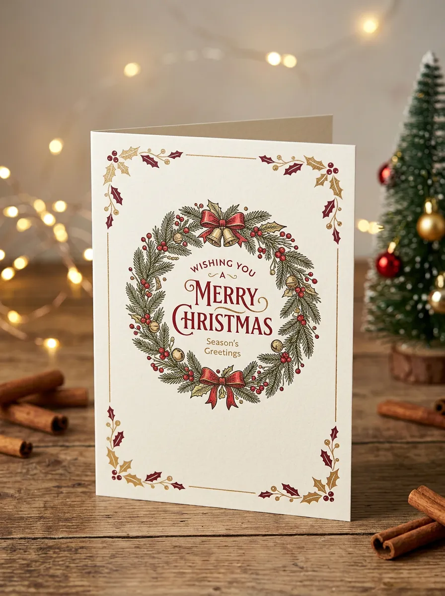 Christmas Wreath Merry Greeting Card