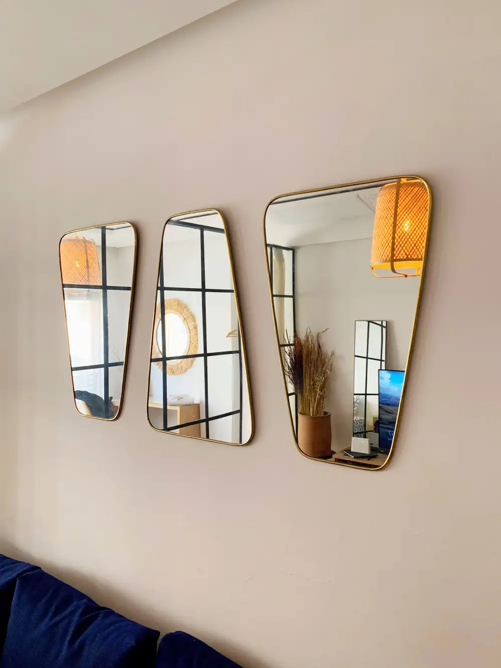 Geometric Triangle Brass Wall Mirror