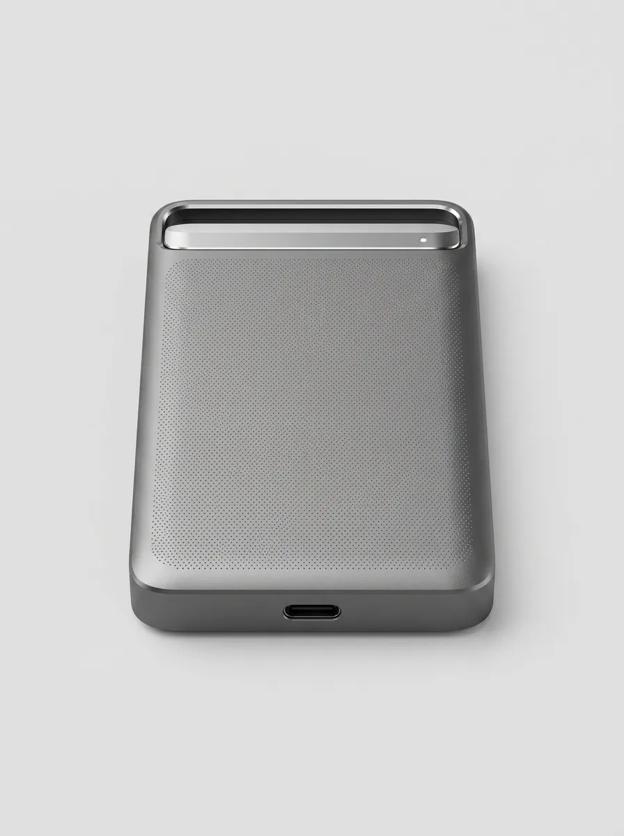 Portable External Solid State Drive Clean Metallic Finish