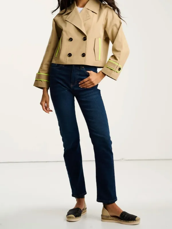 Neon Trim Cropped Trench