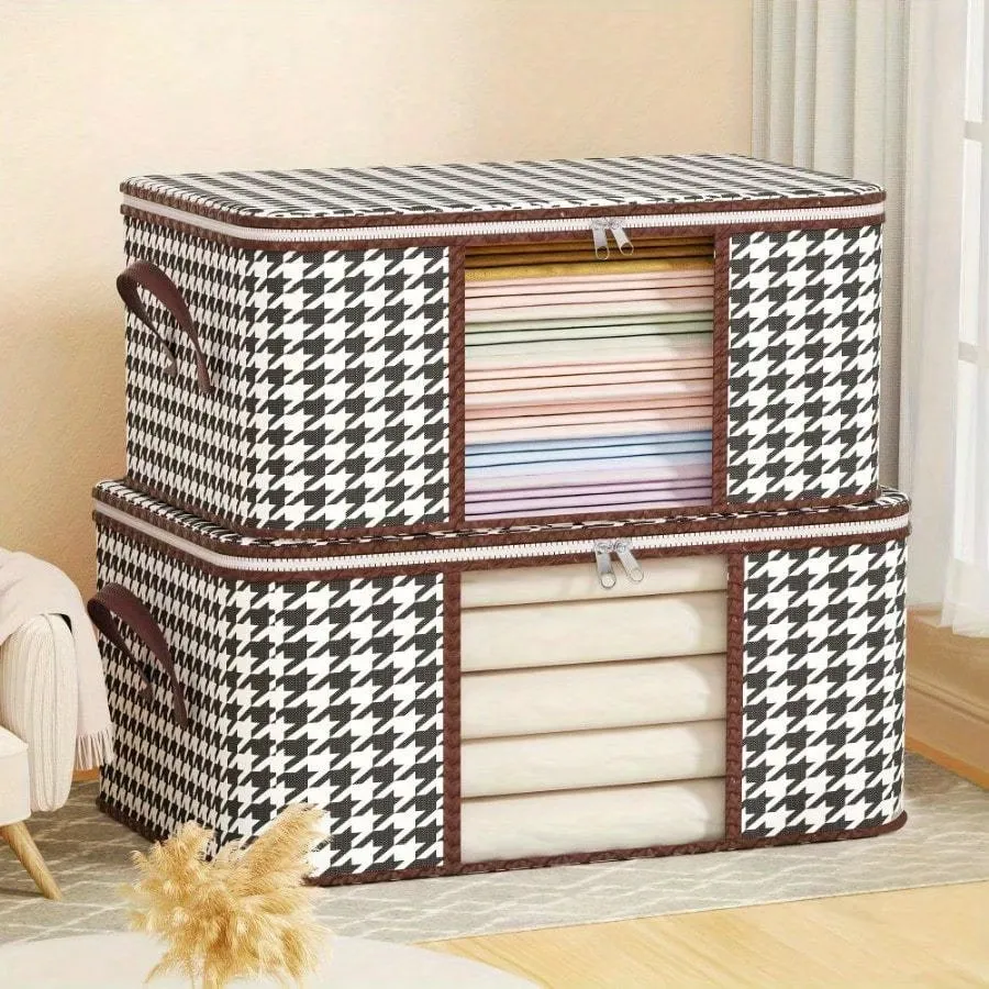 Houndstooth Fabric Storage Bin