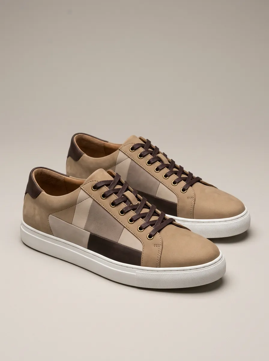 Men's Minimalist Geometric Patchwork Printed Casual Shoes