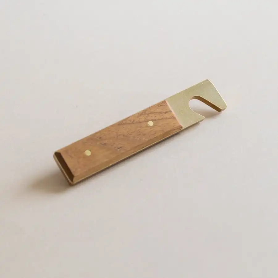 Bottle Opener In Brass And Walnut