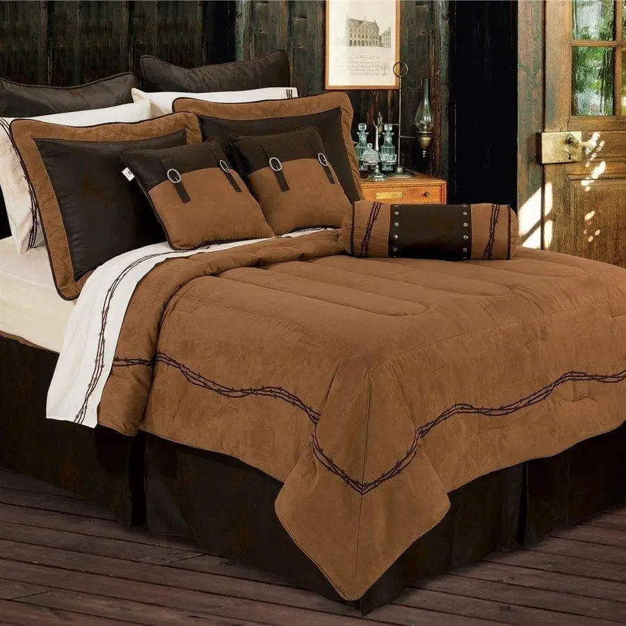 Embroidered Suede Bedding Set
