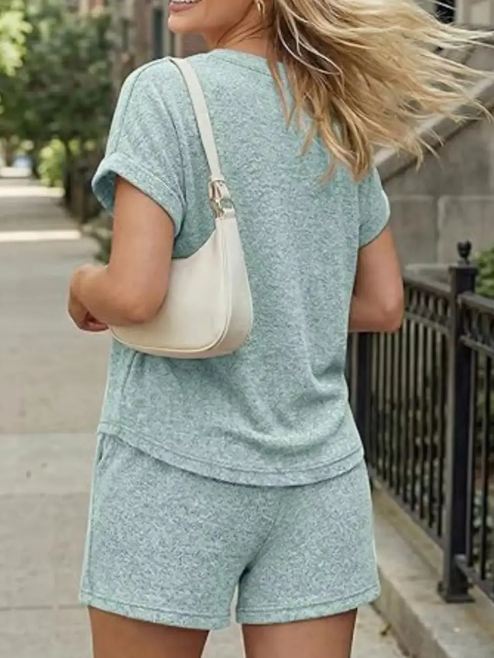Basic Short Sleeve Top Shorts Set
