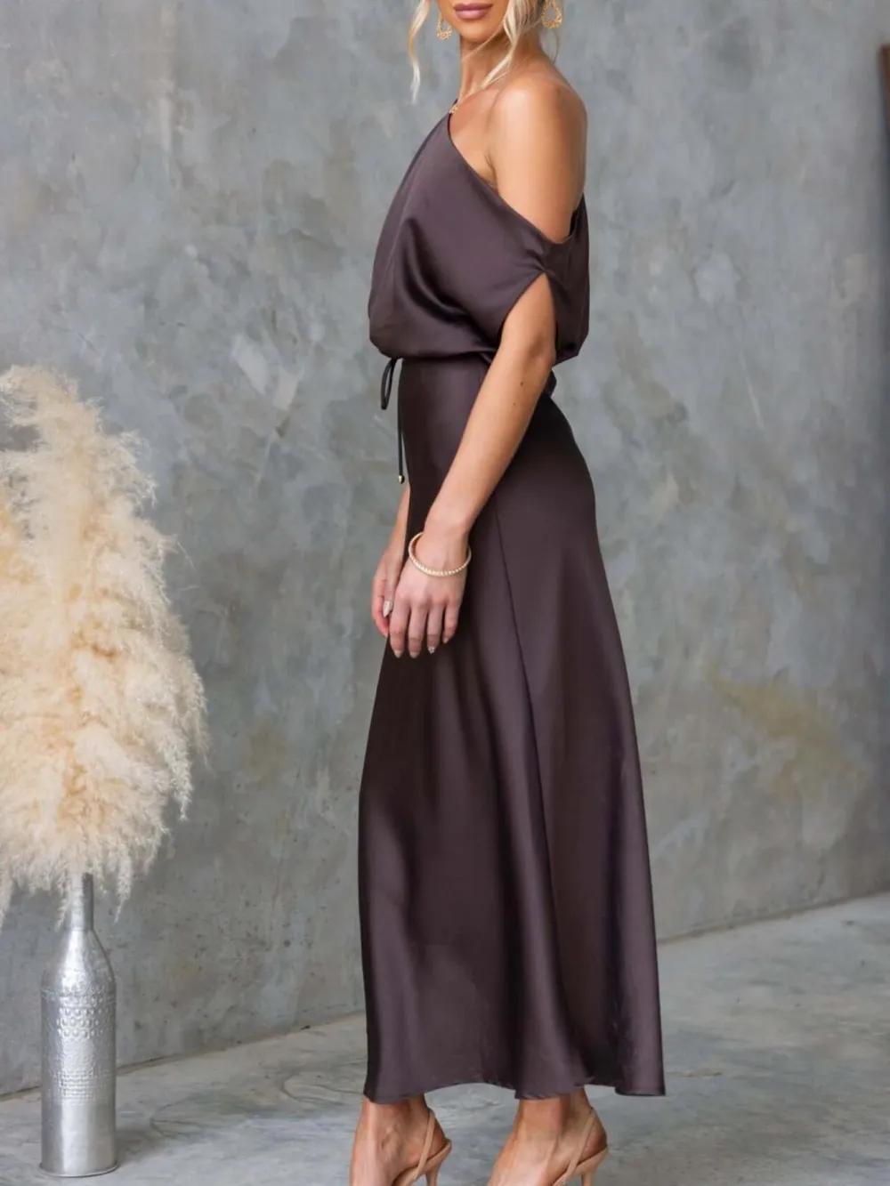 Classic One-Shoulder Midi Dress