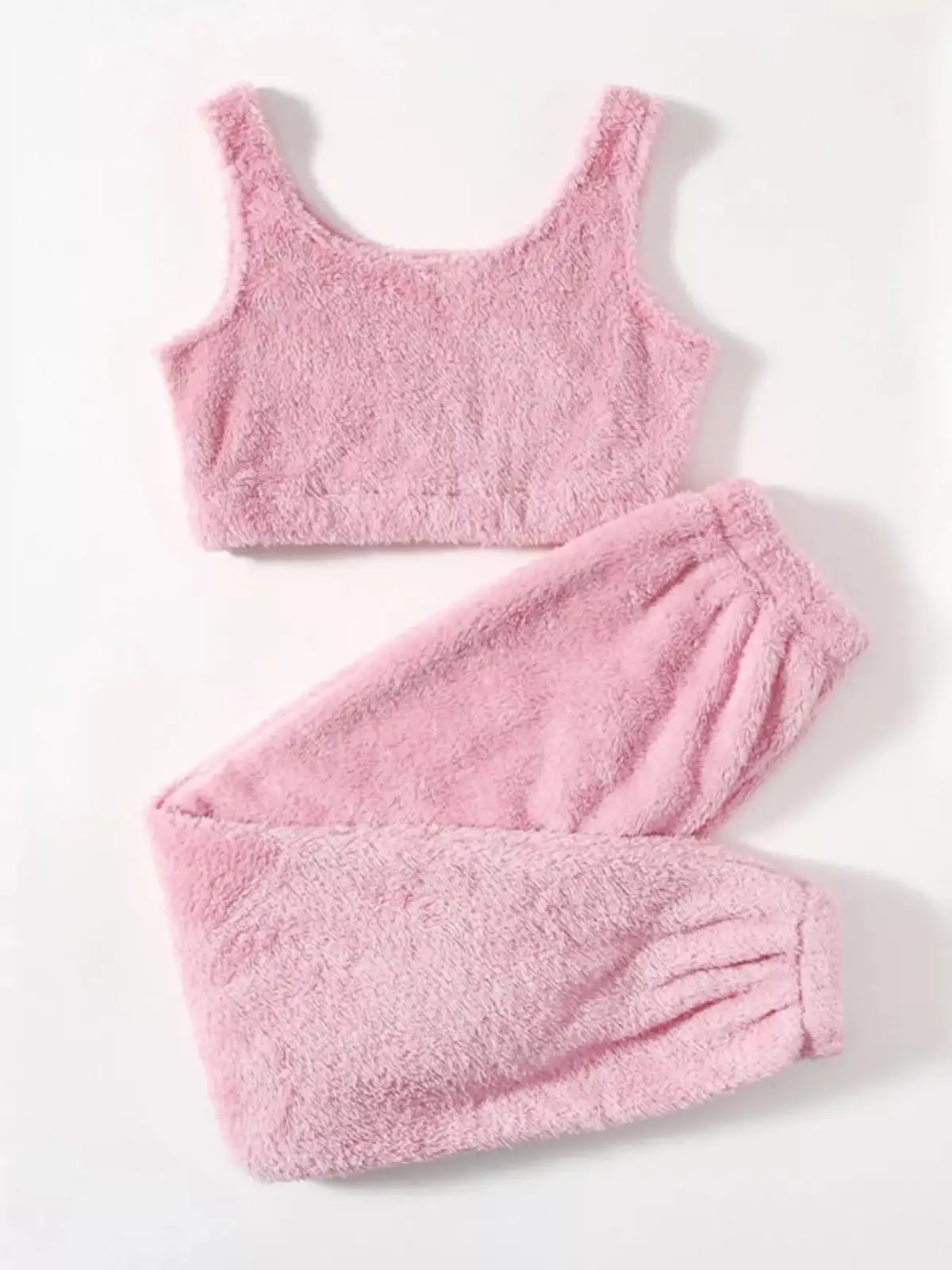 Cropped Plush Pants Lounge Set