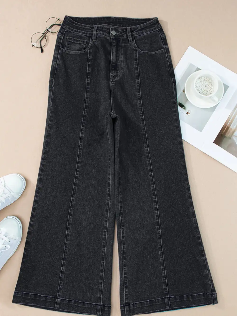 Flare Leg Seam Detail Denim Jeans