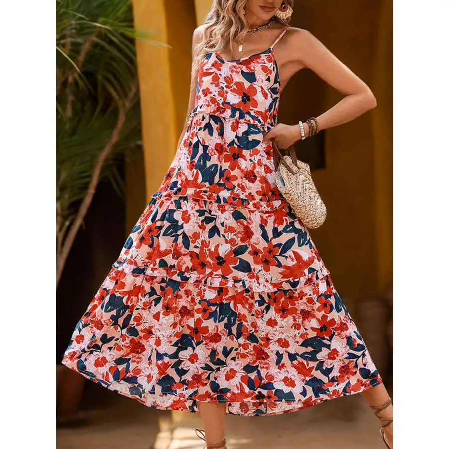 Frill Backless Sleeveless Midi Dress