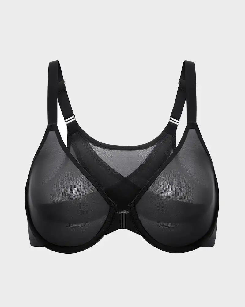 Front Closure Mesh Support Bra