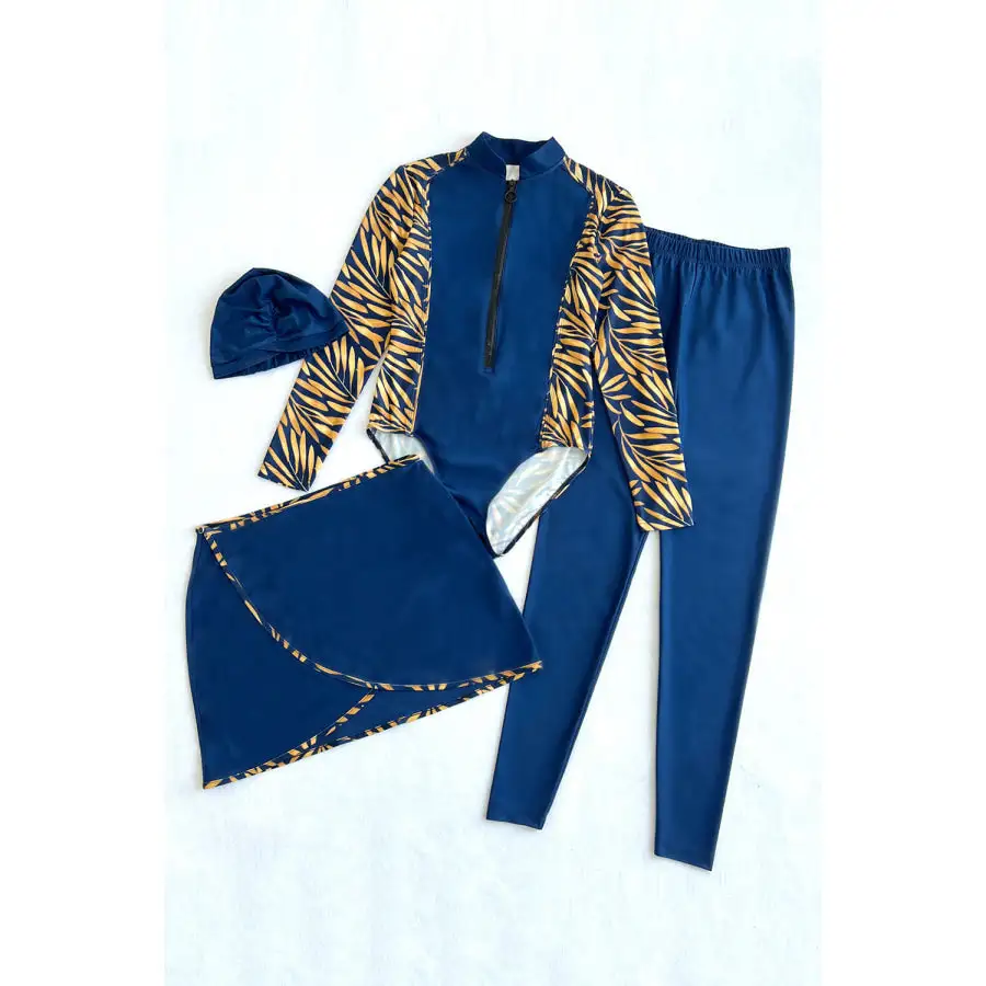 Women's Long-Sleeve Skirt Printed Swim Set
