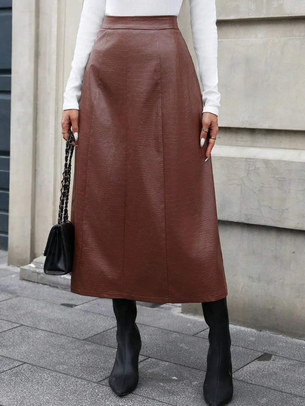 Polished Smooth Midi Skirt