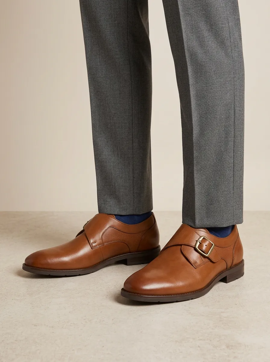 Men's Business Formal Leather Monk Strap Shoes