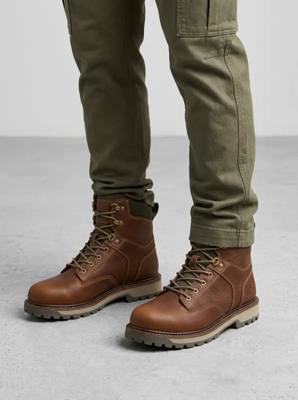 Unisex Contemporary Outdoor Enthusiast Topographic Pattern Print Work Boots