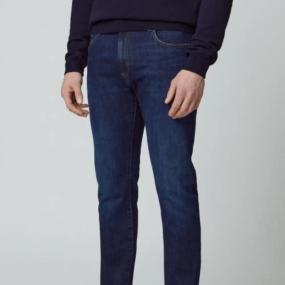 Vintage-Wash Slim-Fit Stretch Denim Jeans
