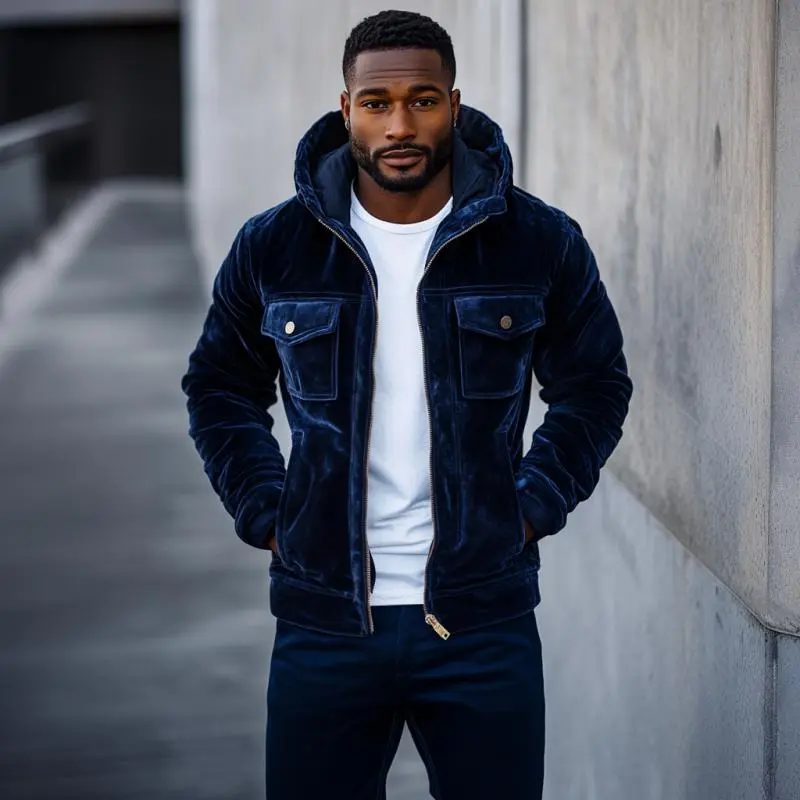 Velvet Hooded Jacket