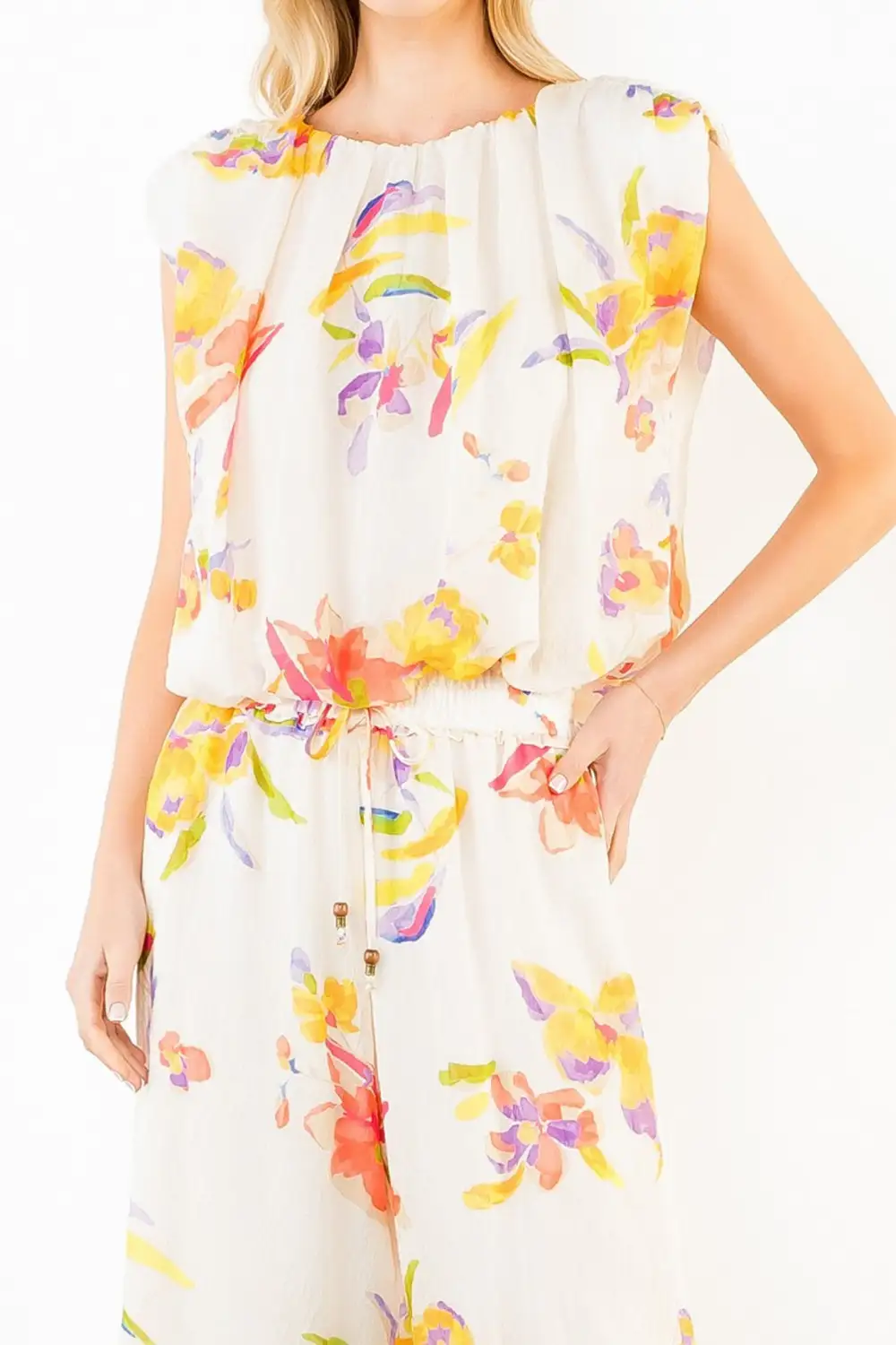 Floral Printed Bubble Hem Tank Top