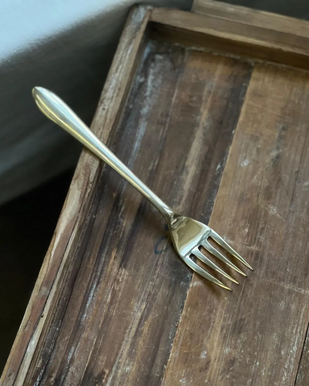 Thick Handle Brass Soup Fork