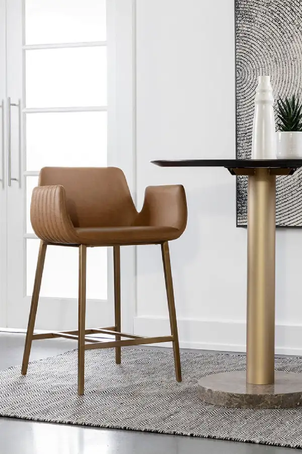 Leather Leather-Look Counter Stool