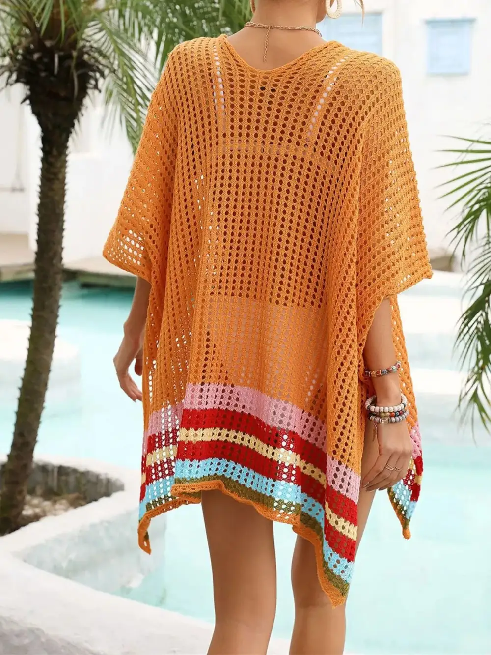 Crochet V Neck Dress Swim Cover Up