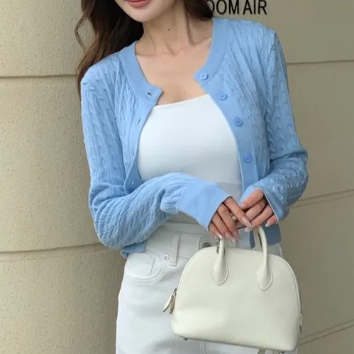 Women's Cable Knit Button Cardigan