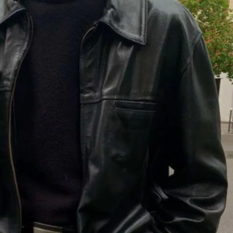 Leather Moto Collared Jacket