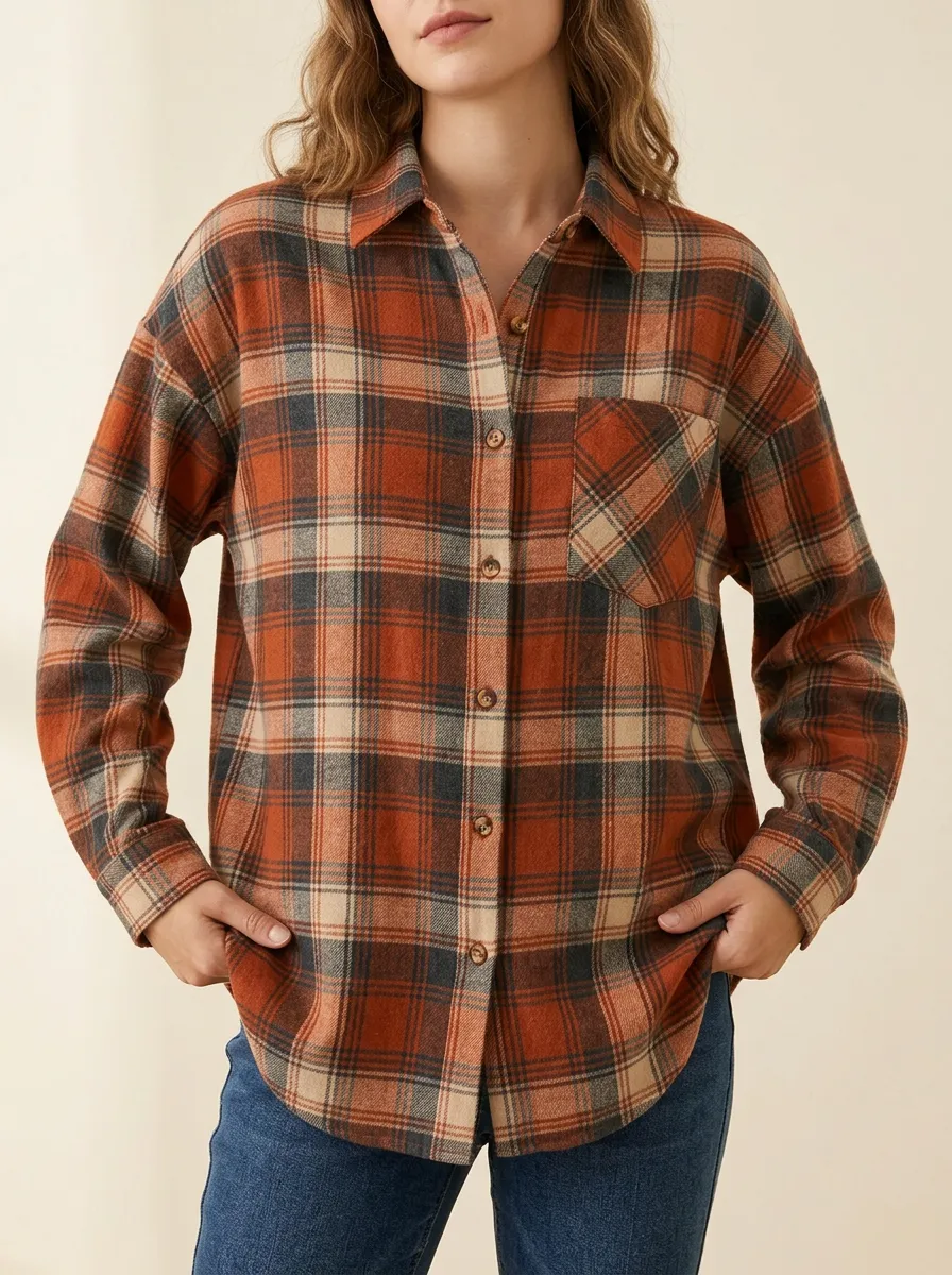 Casual Printed Plaid Plaid Long-Sleeve Shirt
