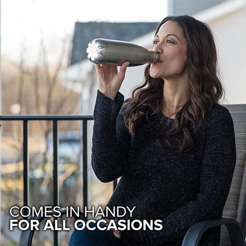 Hot & Cold Double Wall Vacuum Insulated Stainless Steel Water Bottle (1000 ml, Silver)