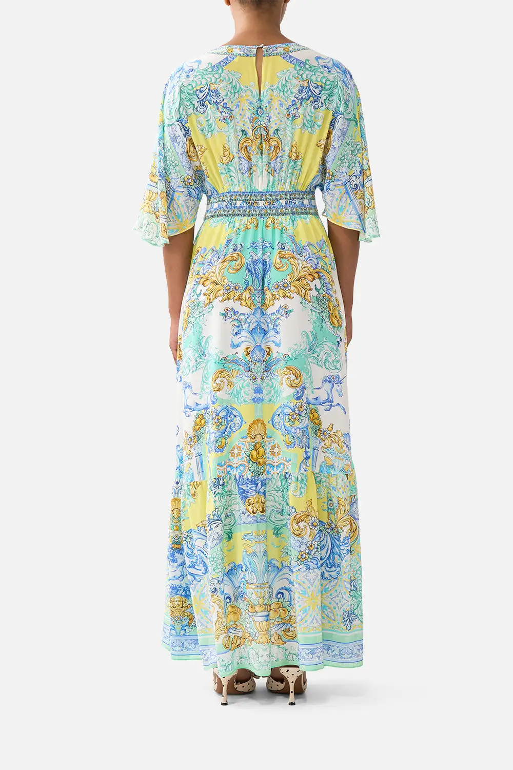 Waisted Dress with Hem Ruffle