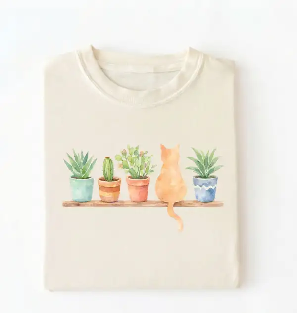 Watercolor Cat Graphic Cotton Tee