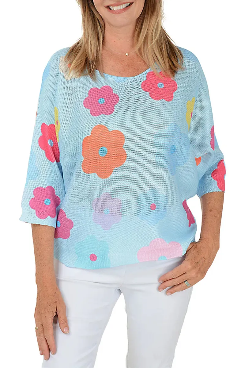 Daisy 3/4 Sleeve Lightweight Sweater