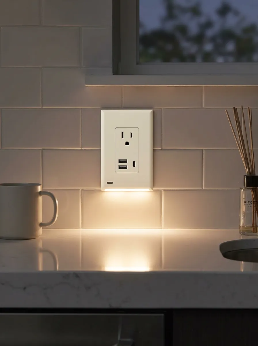USB Port Motion Sensor Printed LED Outlet Cover